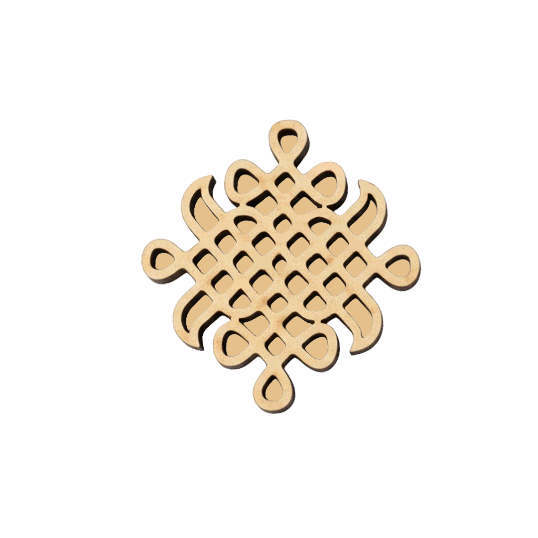MDF DIY snowflake ornament on a white background