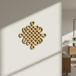 Decorative MDF DIY wall art on a white wall with a modern interior setting.