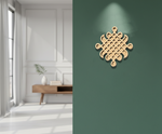 Decorative MDF DIY wall piece on a green wall with a neutral room in the background