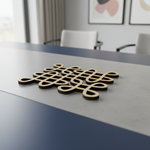 Decorative MDF DIY kolam art  on a table with a blurred room background