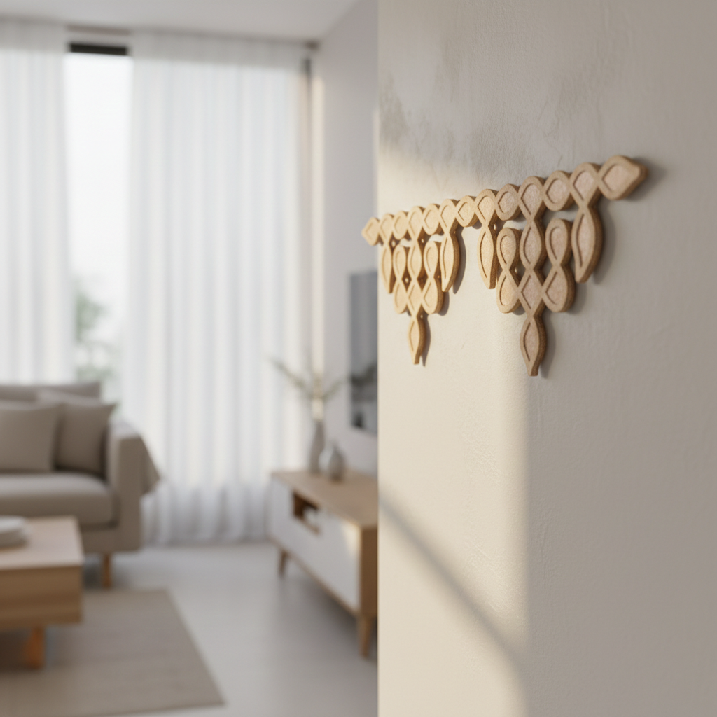 MDF DIY wall art piece on a wall in a living room