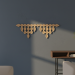 Decorative MDF DIY wall art on a dark gray wall with a modern interior setting.