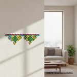 Decorative MDF DIY wall art on a plain wall with a blurred living room in the background