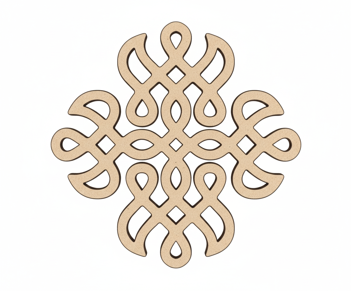 Decorative MDF DIY  snowflake kolam art with intricate patterns on a white background