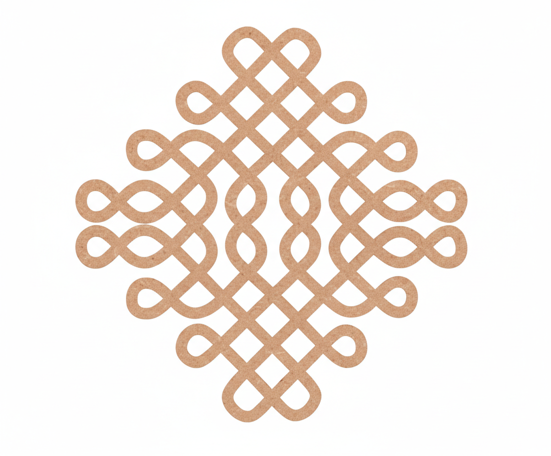 Decorative MDF DIY kolam art  in beige on a white background