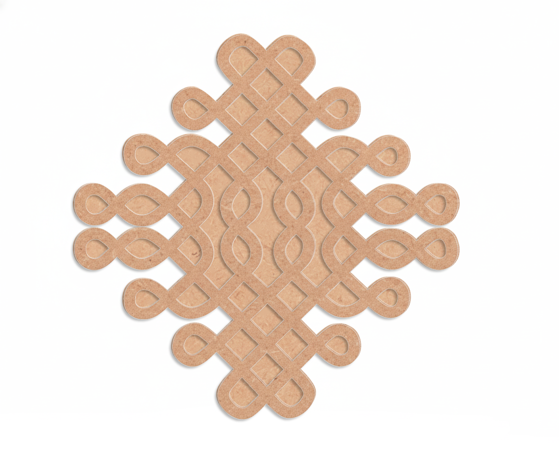 Decorative MDF DIY kolam art  with a geometric pattern on a white background