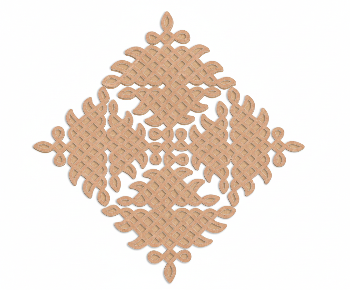 Decorative MDF DIY wall art  with a geometric pattern on a white background