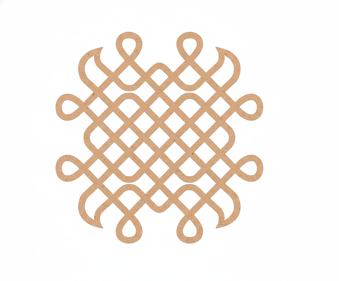 Decorative MDF DIY knot pattern in beige on a white background