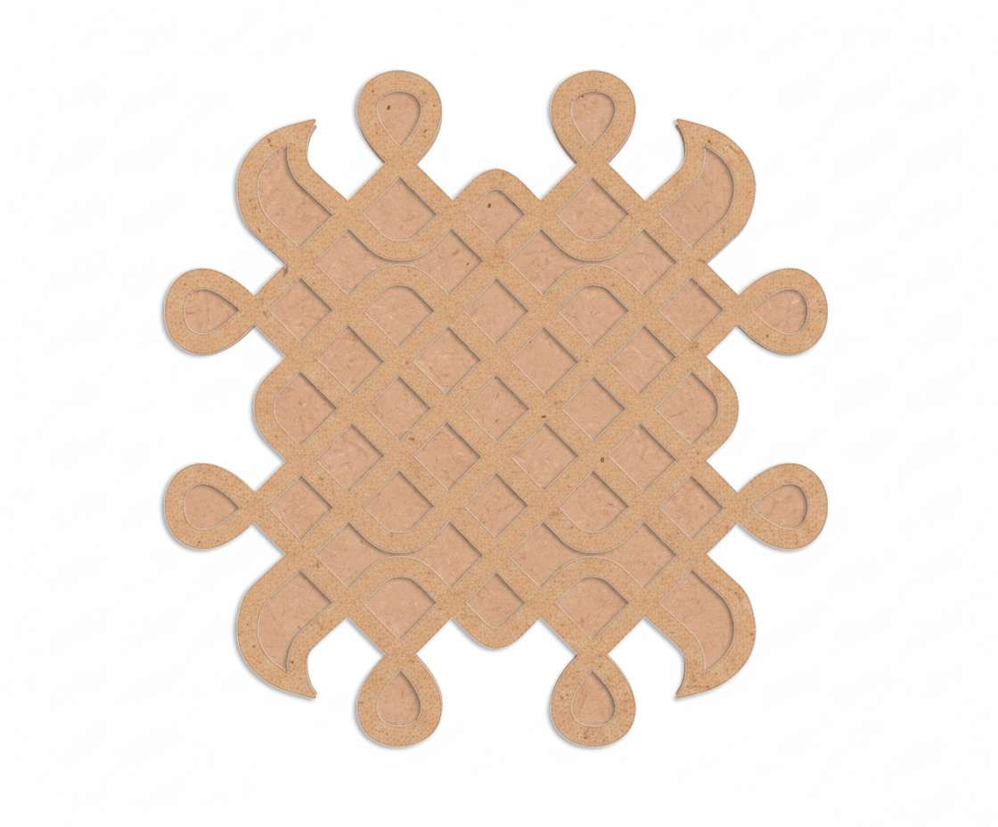 Brown MDF DIY kolam art  on a white background