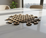 MDF DIY kolam art  on a white table with a blurred office background