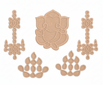 Set of decorative MDF DIY cutouts with intricate patterns on a white background