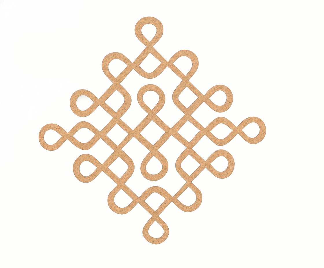 Decorative MDF DIY beige pattern  design on a white background