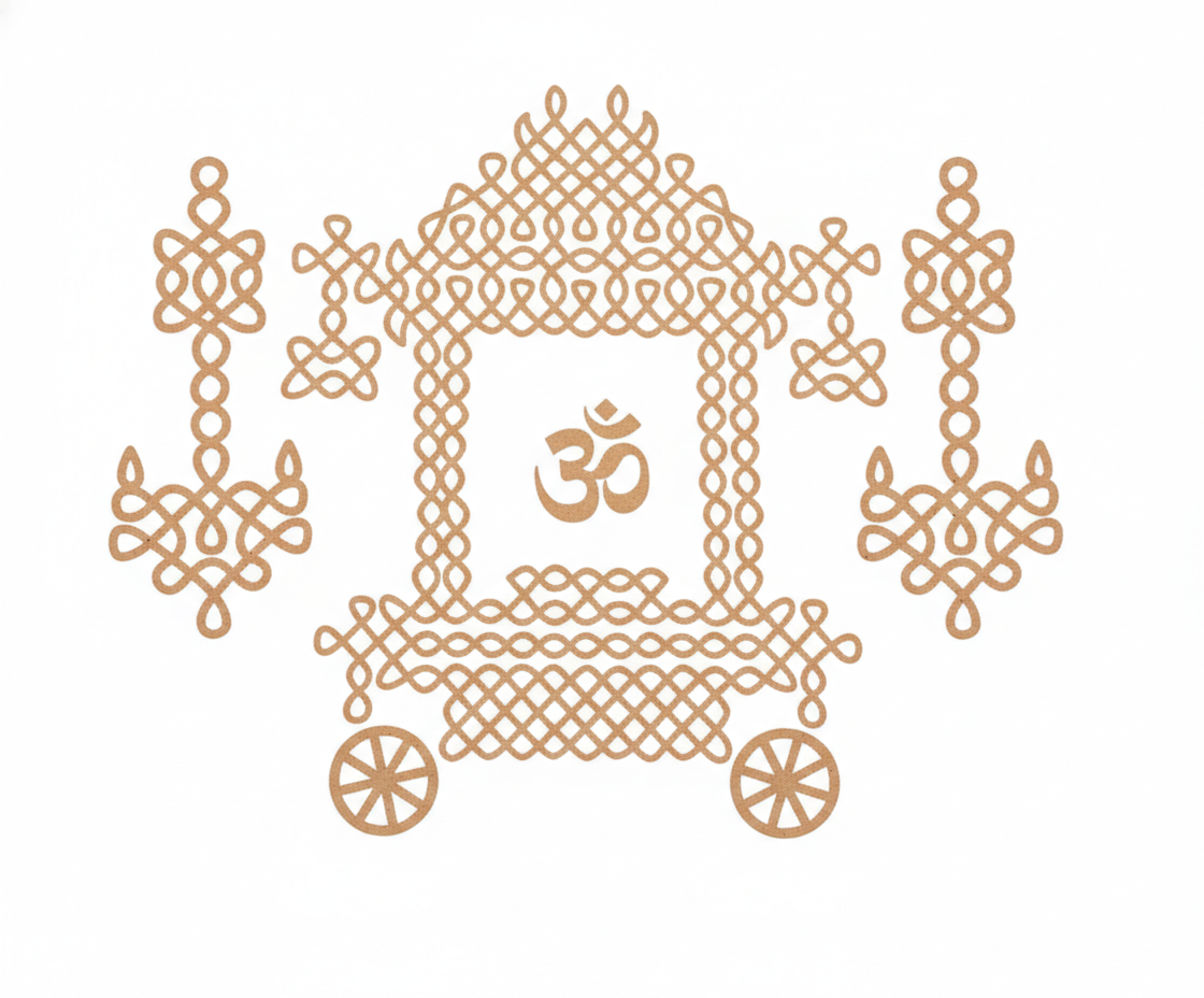 MDF DIY Decorative design with a chariot and 'Om' symbol on a white background