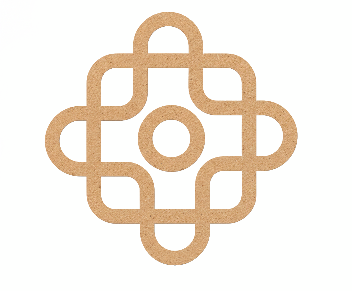 Decorative MDF DIY  cutout with geometric pattern on a white background