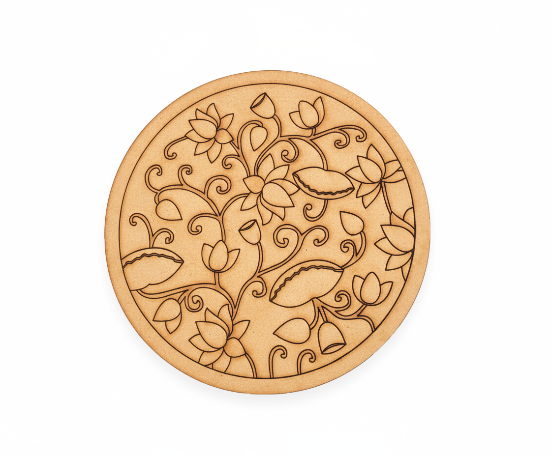 MDF lotus pre marked round base for DIY painting and craft projects