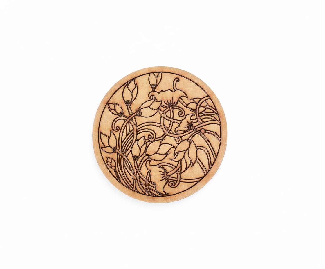 MDF floral pre marked round base for DIY painting and decorative craft projects