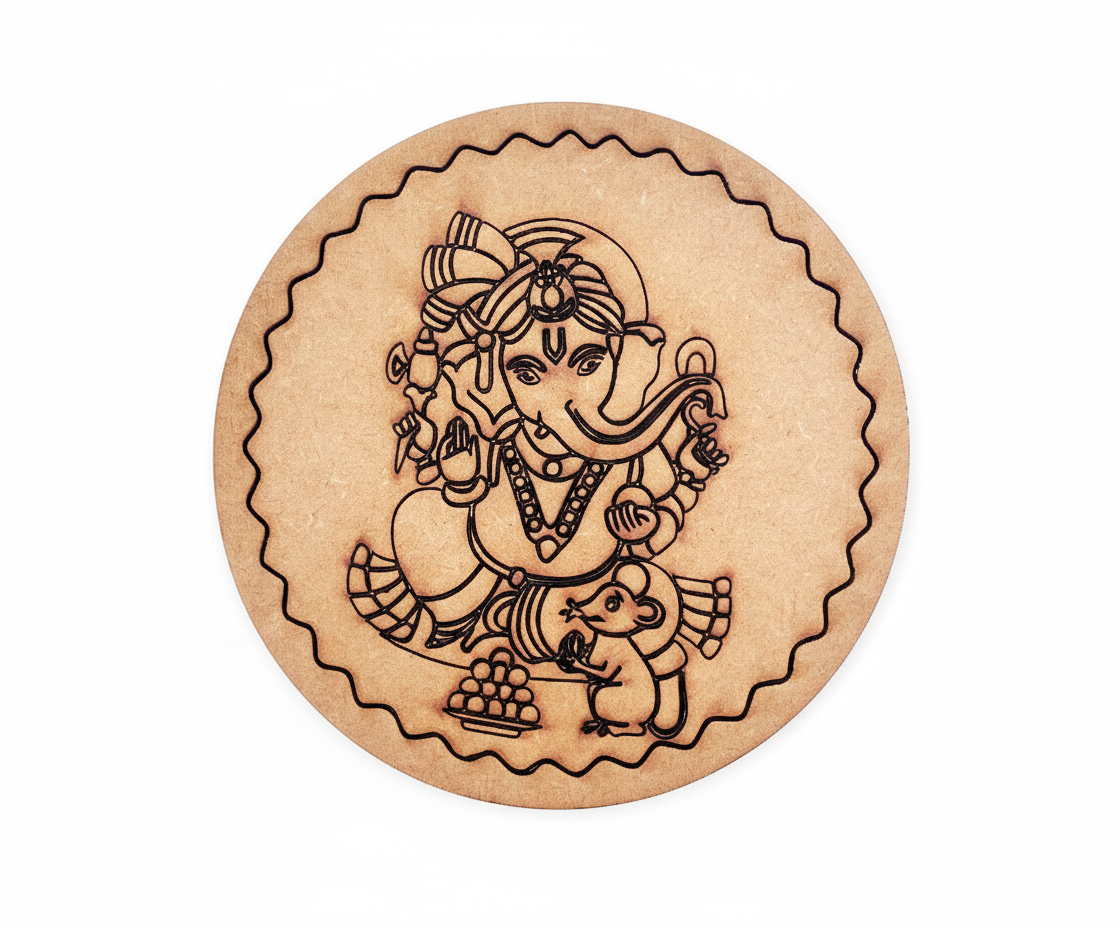 MDF Ganesha pre marked round base for DIY painting and decorative craft projects