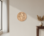 MDF lantern and lotus pre marked round base for DIY painting and craft projects, mounted on wall