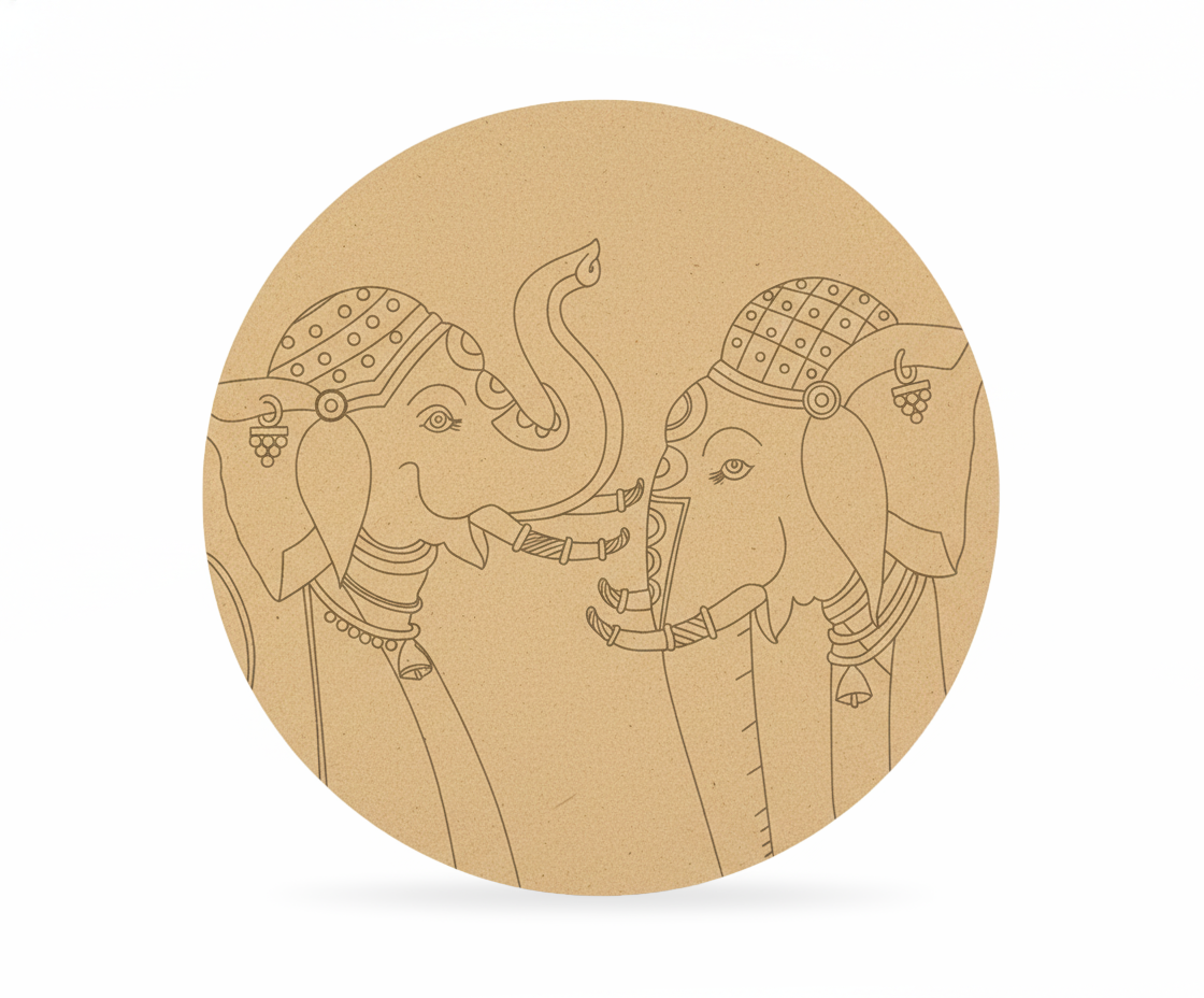 MDF elephant pre marked round base for DIY painting and decorative craft projects