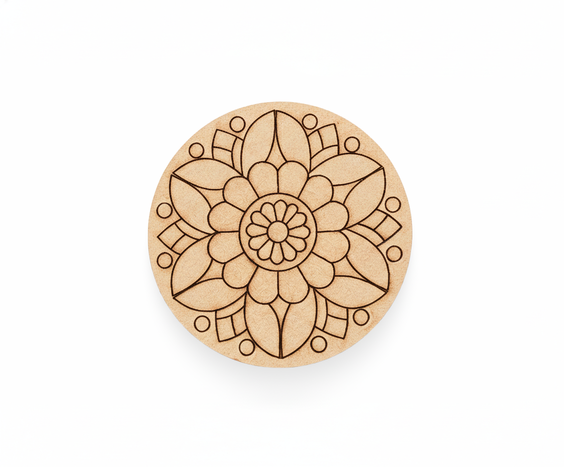 MDF flower  pre marked round base for DIY painting and decorative craft projects
