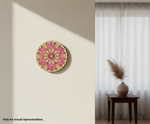 painted MDF flower  pre marked round base for DIY painting and decorative craft projects, mounted on wall