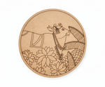 MDF cow and lotus pre marked round base for DIY painting and decorative craft projects