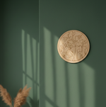 MDF lotus floral pre marked round base for DIY painting and craft projects, mounted on wall