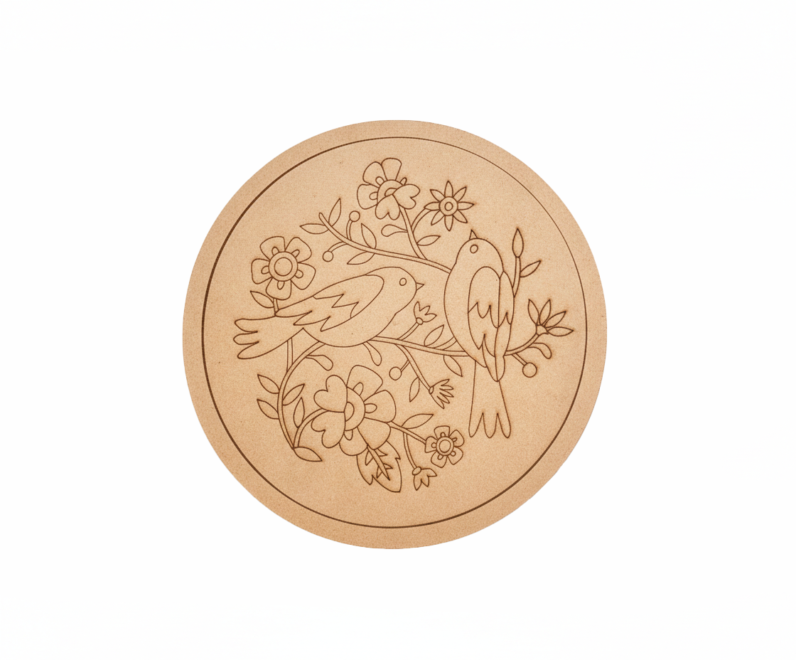 MDF birds pre marked round base for DIY painting and decorative craft projects