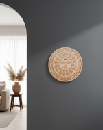 MDF sun face pre marked round base for DIY painting and craft projects, mounted on wall