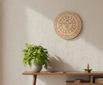 MDF sun face pre marked round base for DIY painting and craft projects, mounted on wall