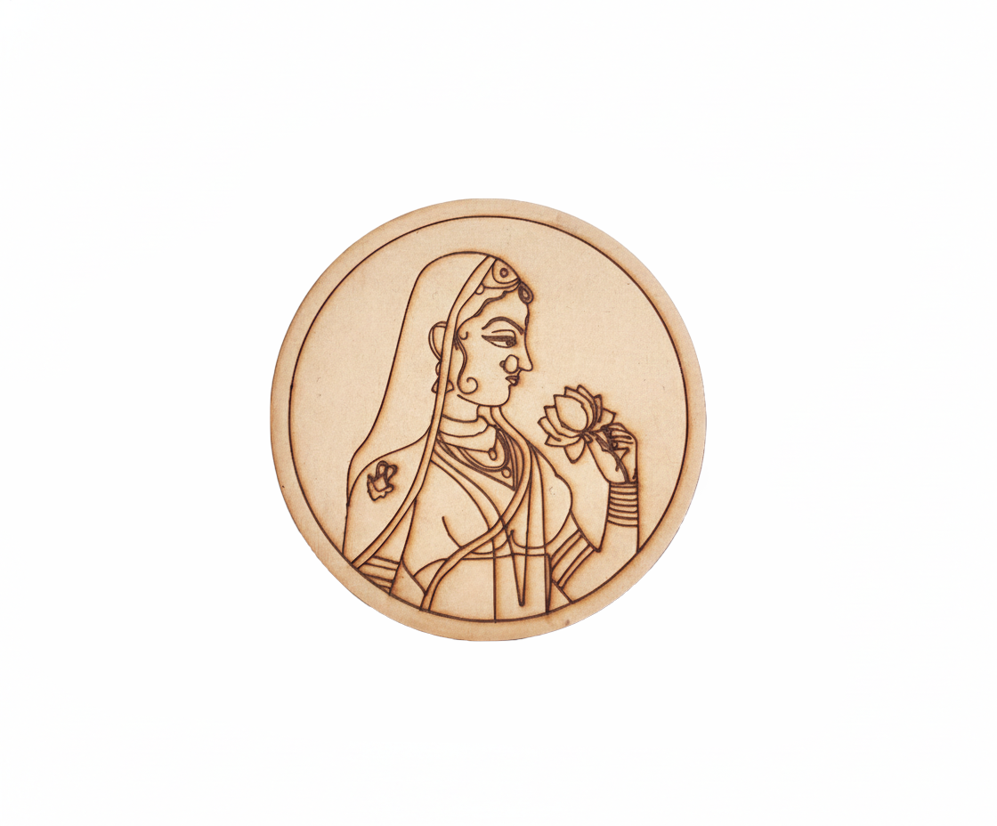 MDF traditional lady pre marked round base for DIY painting and decorative craft projects