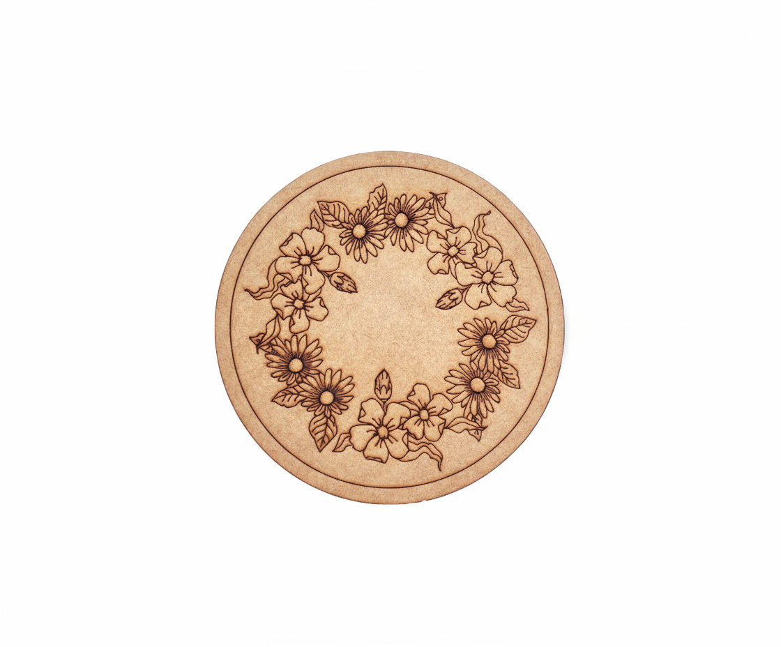 MDF floral wreath pre marked round base for DIY painting and decorative craft projects