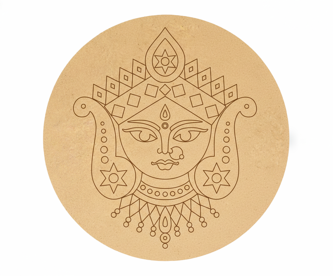 MDF goddess face pre marked round base for DIY painting and decorative craft projects