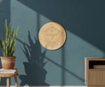MDF goddess face pre marked round base for DIY painting and decorative craft projects, mounted on wall