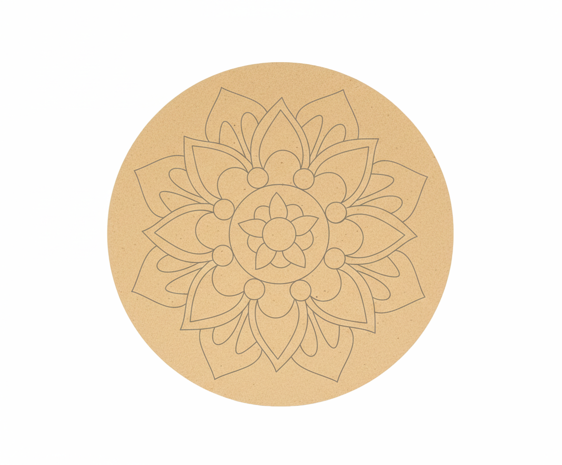 MDF mandala floral pre marked round base for DIY painting and decorative craft projects