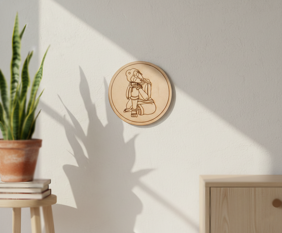 MDF Krishna pre marked DIY painting base round laser cut wall art board, mounted on wall