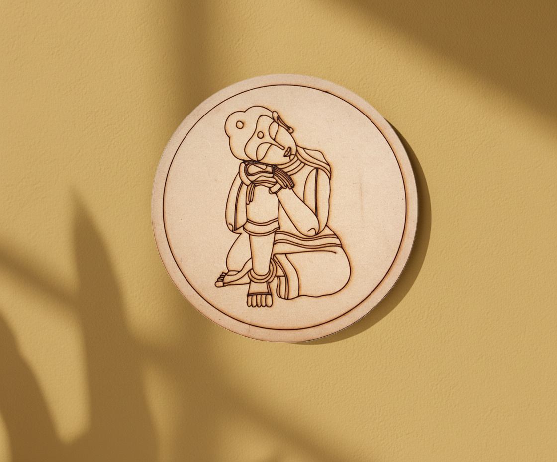 MDF Krishna pre marked DIY painting base round laser cut wall art board, mounted on wall