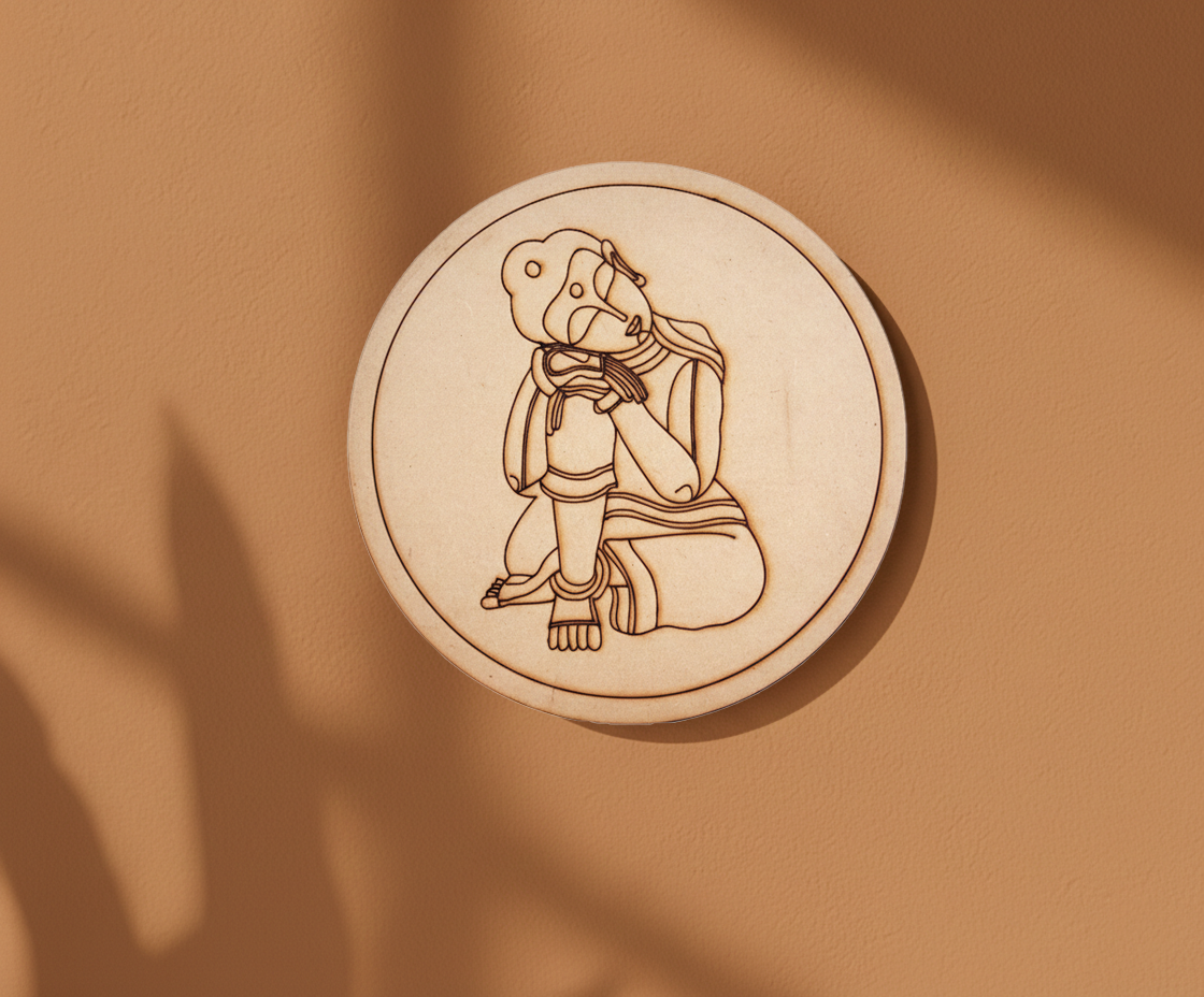 MDF Krishna pre marked DIY painting base round laser cut wall art board, mounted on wall