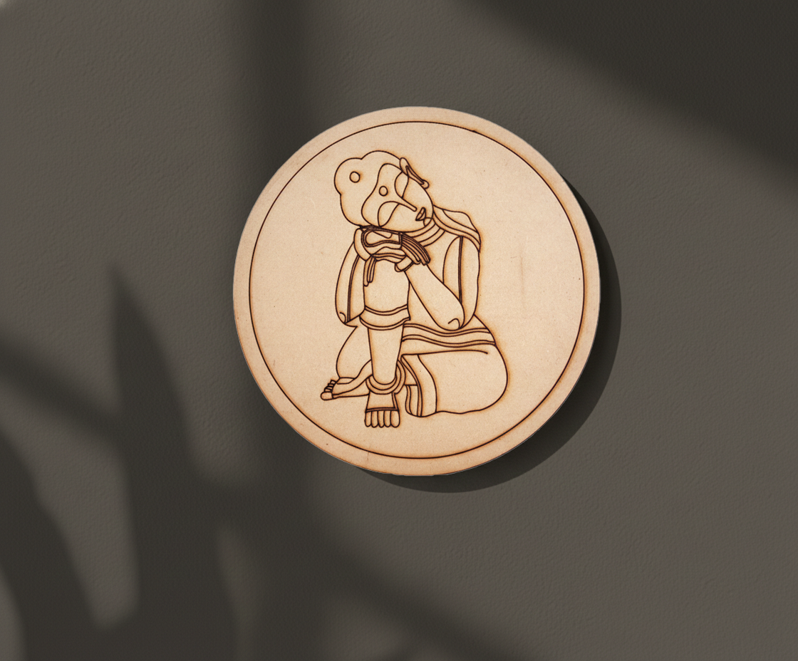 MDF Krishna pre marked DIY painting base round laser cut wall art board, mounted on wall