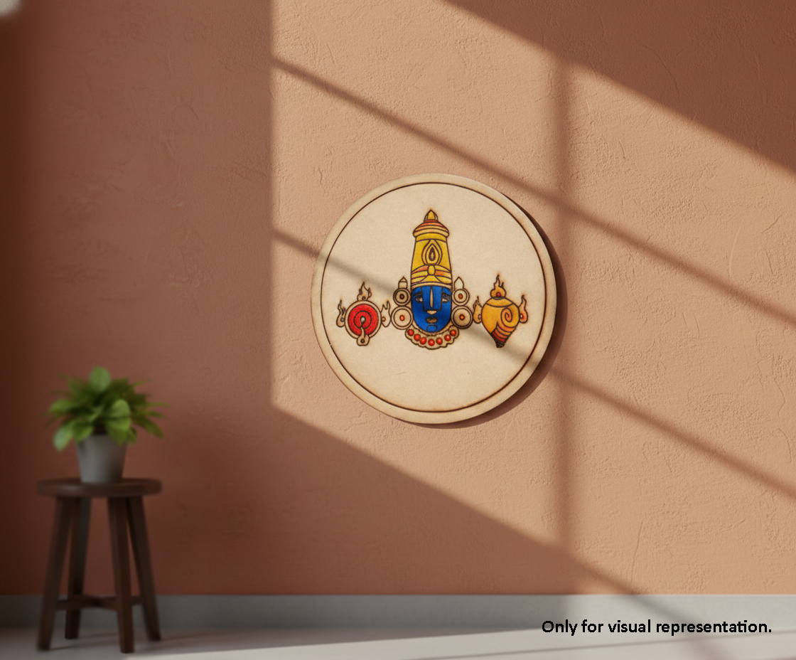 Painted MDF Balaji pre marked DIY painting base round laser cut wall art board , mounted on wall