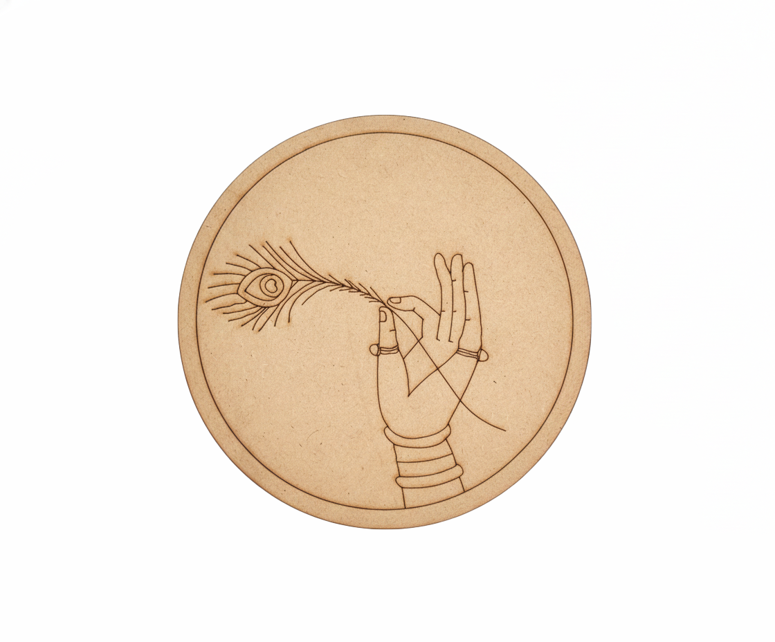 MDF Krishna hand pre marked DIY painting base round laser cut wall art board 