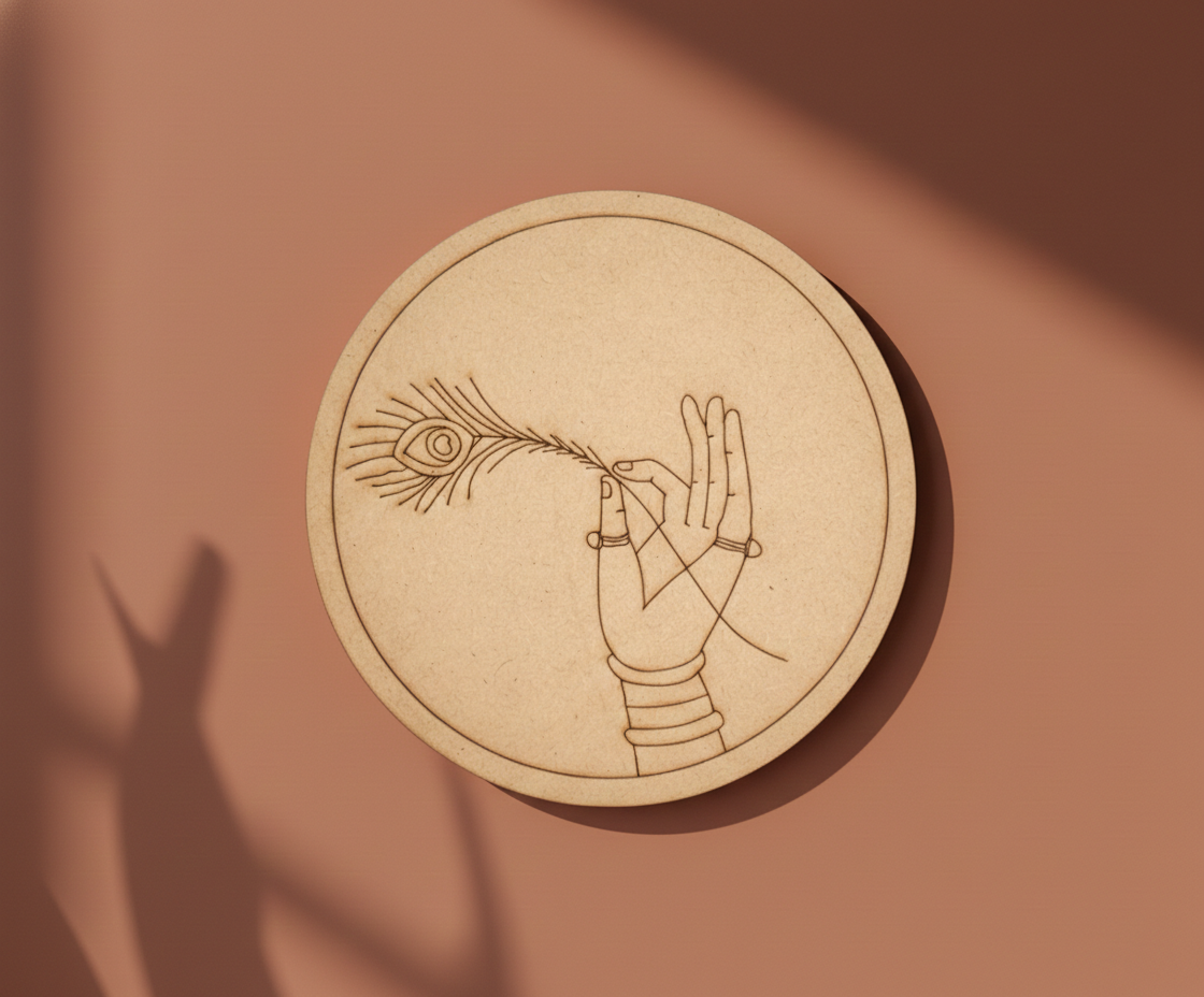 MDF Krishna hand pre marked DIY painting base round laser cut wall art board hanging on wall