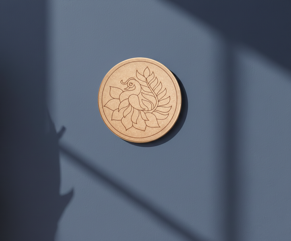 MDF peacock pre marked DIY painting base round laser cut wall art board hanging on wall