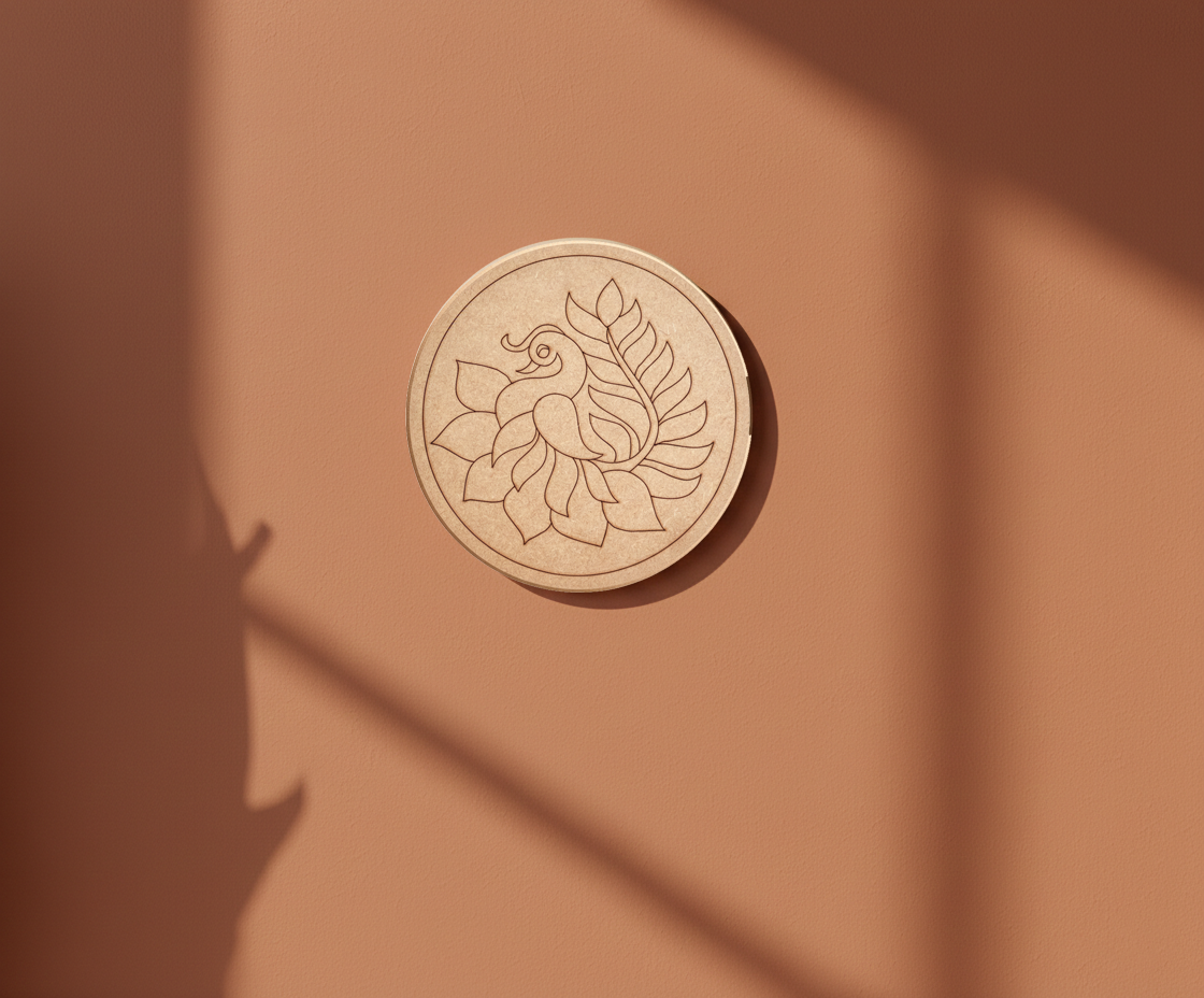 MDF peacock pre marked DIY painting base round laser cut wall art board hanging on wall