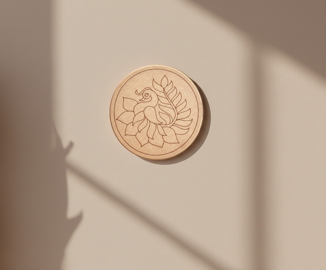 MDF peacock pre marked DIY painting base round laser cut wall art board hanging on wall