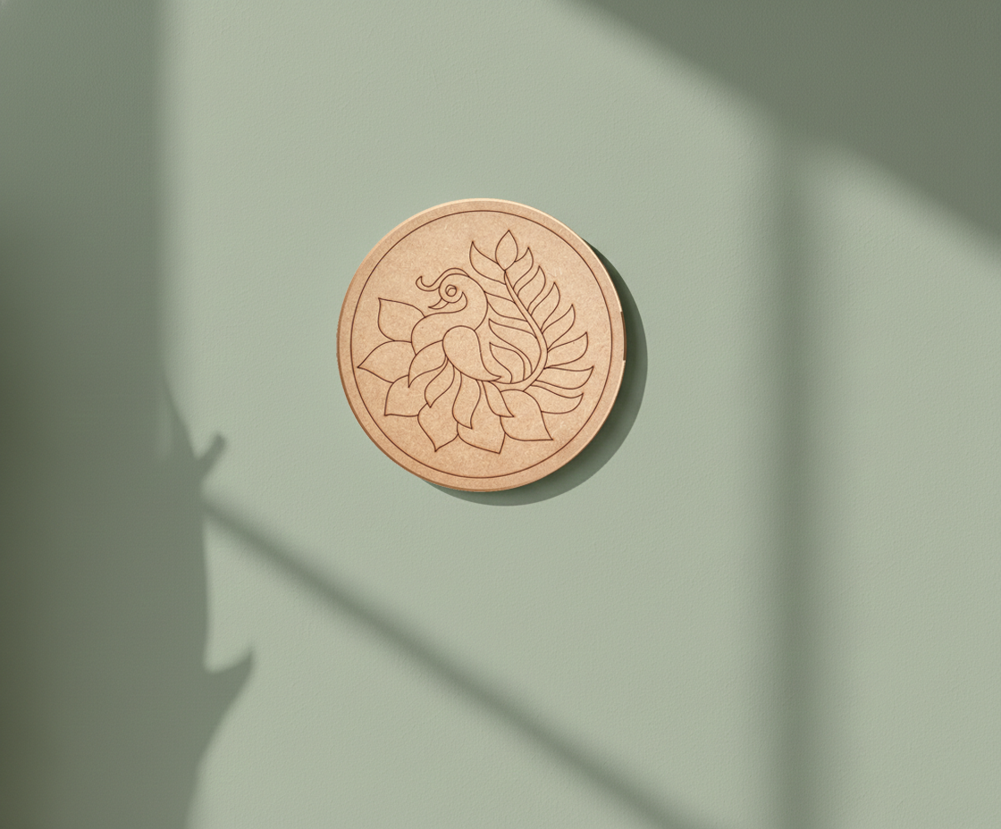 MDF peacock pre marked DIY painting base round laser cut wall art board hanging on wall