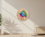 Painted MDF peacock pre marked DIY painting base round laser cut wall art board hanging on wall
