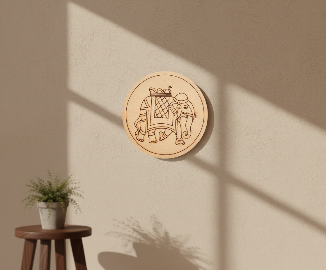 MDF Elephant Pre Marked DIY Painting Base hanging on wall