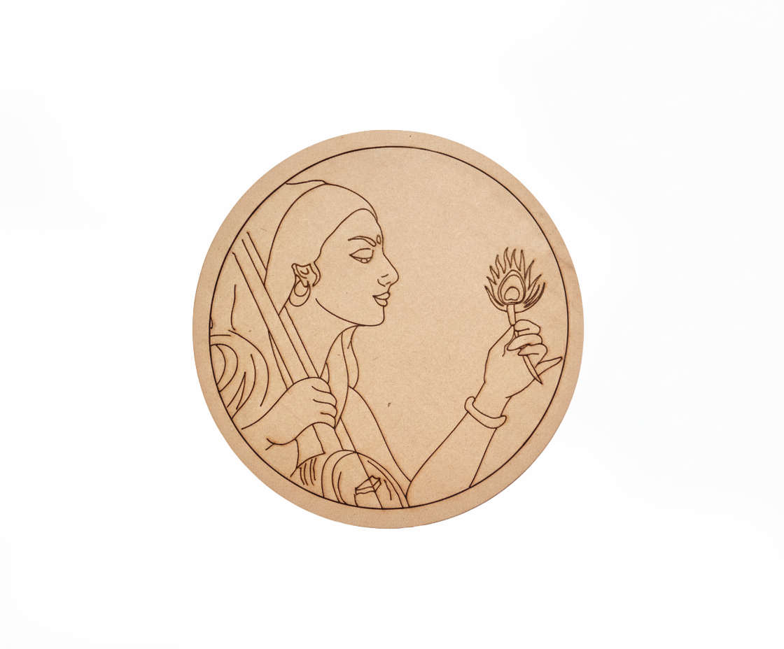 MDF Radha pre marked DIY painting base round laser cut wall art board