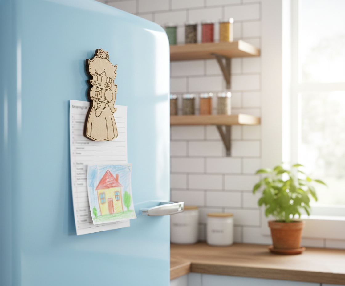 MDF Cartoon Princess Fridge Magnet DIY Craft Cutout DecorDIY unpainted base, mounted on fridge 